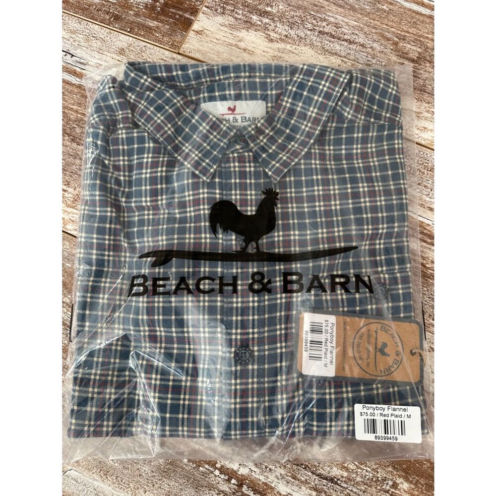 NWT BEACH & BARN men's Ponyboy Flannel plaid long sleeve Button Up shirt